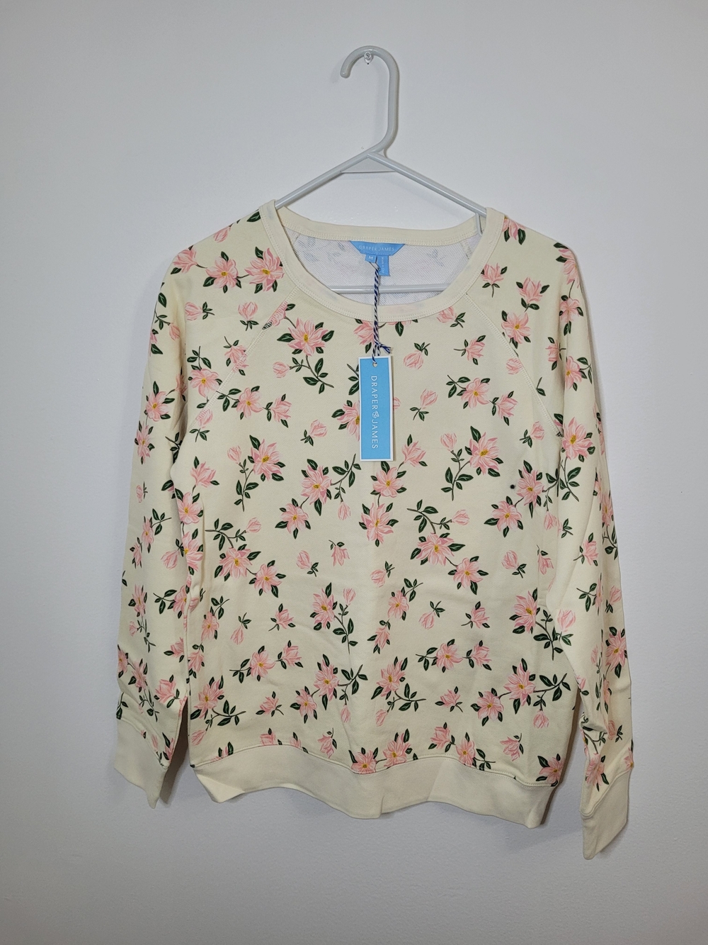 Draper James Natalie Sweatshirt Cream Magnolia Floral Women's Size Medium BNWT